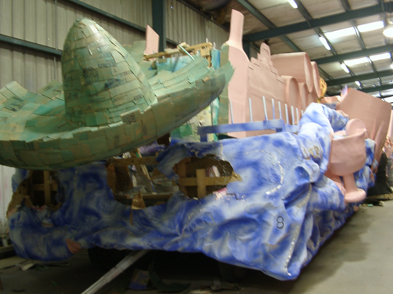 Inca's Cuervo Gold float under construction