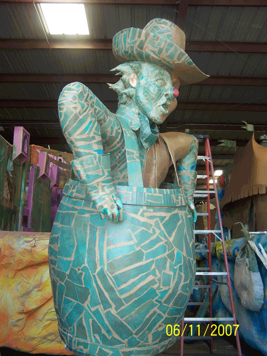 Rodeo Clown sculpture, complete with barrel!